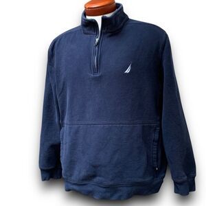 Nautica Vintage 90’s Navy Blue 1/4 zip Sweatshirt Kangaroo Men’s size XL